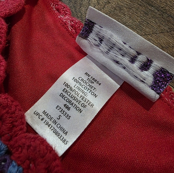 Rarity Kid's Rainbow Crochet 100% Cotton Tank Top Size 5 - Picture 3 of 6